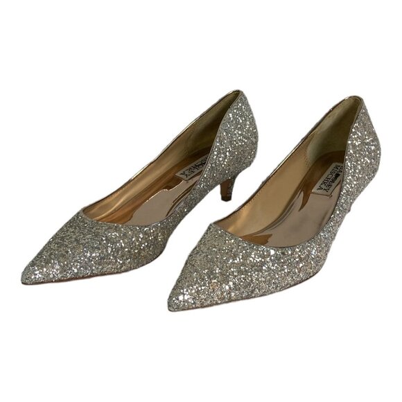 NWT Badgley Mischka Madison II Pump Champagne Glitter Size 6 Pointed Toe Heels - Picture 4 of 14